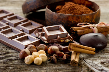 Fototapety  chocolate with ingredients-cioccolato e ingredienti