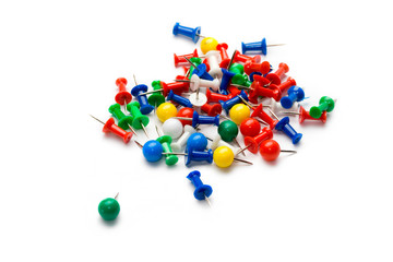 Push pins isolated on white