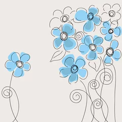 Wall murals Abstract flowers Cute blue flowers
