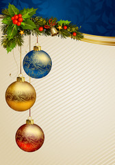 Christmas background with three balls