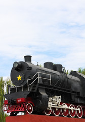 Fototapeta na wymiar Detail of vintage steam engine locomotive