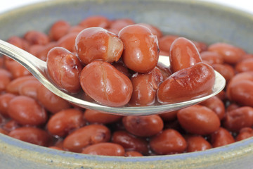 Pink beans on spoon