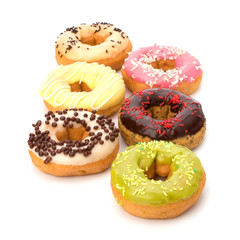 Delicious doughnuts isolated on white background