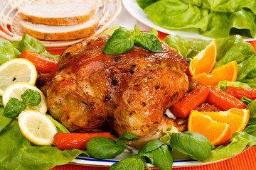 Roasted chicken and vegetables