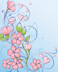 background with decorative pink flowers