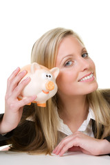 frau mit sparschwein