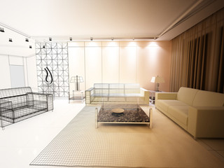 salotto rendering 3d divano illustrazione disegno interior