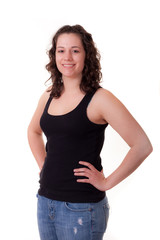 Fototapeta premium Young Brunette with Hands on Hips