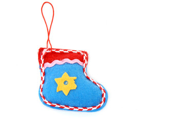 adorno navideño bota papa noel aislado
