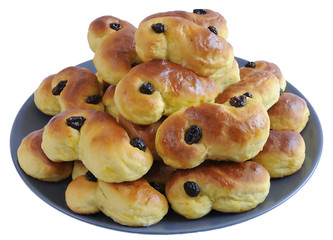 Saffron Swedish cakes on a plate