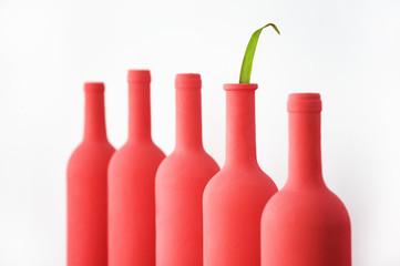 art bottle with symbolic leaf