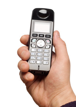 Hand Holding A Phone Isolated On A White Background