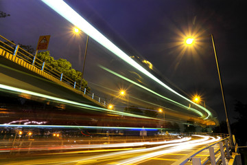 Fototapeta na wymiar Highway traffic at night