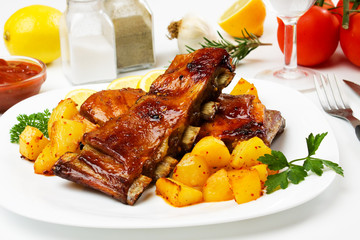 Honey glazed barbecued ribs