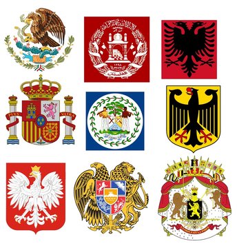 vector set of coats of arms of the world