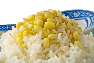 Sojabohnensprossen mit Reis