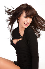 Fototapeta premium beautiful girl with a flying hair