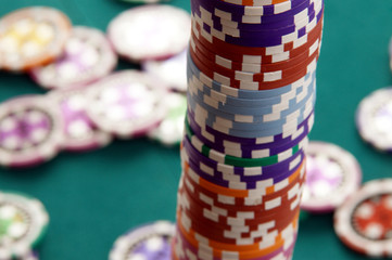 pokerchip stack close-up
