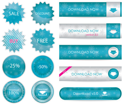 blue website download buttons with snowflakes