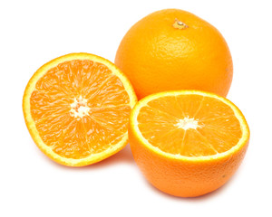 Ripe orange and its half