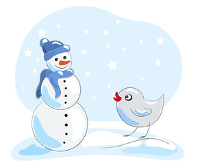 bird and snowman