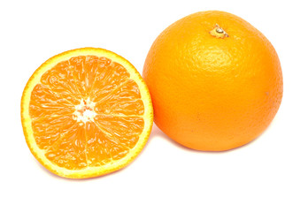 Ripe orange and its half