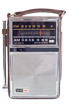XXXL Vintage Portable Transistor Radio Isolated on White Backgro