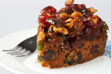 Piece of Delicious Fruit and Nut Cake