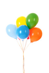 Flying balloons isolated on white