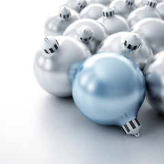 Christmas toys of silver color in the form of spheres