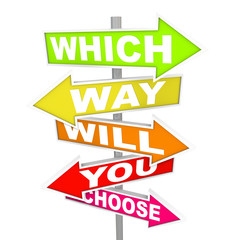 Fototapeta premium Questions on Arrow SIgns - Which Way Will You Choose?