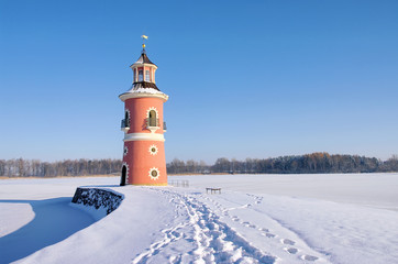 Moritzburg Leuchtturm im Winter  03
