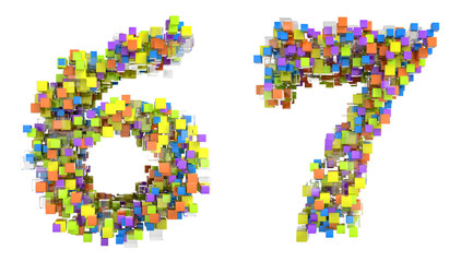 Abstract cubic font 6 and 7 figures