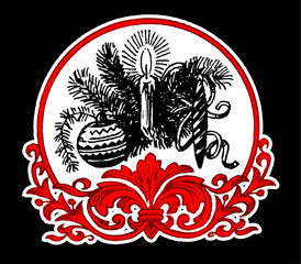 christmas sticker with candle