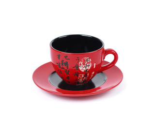 China tradicional red tea cup . isolated on white background