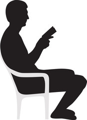 man reading a book silhouette vector
