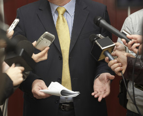 business meeting conference journalism microphones