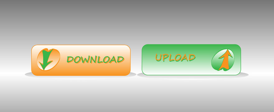 download and upload icon buttons color vector