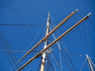 Fototapeta premium Detail of the three-master Balclutha (1886), San Francisco