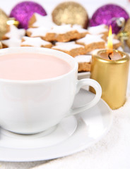 Cup of hot chocolate with cinnamon and cinnamon cookies