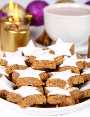 Cinnamon, christmas cookies with a cup of hot cocoa
