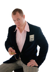 Businessman with money and old watch