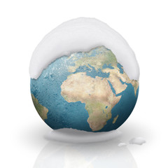 Frozen Earth covered by snow Europe Africa