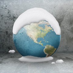 Frozen Earth covered by snow USA