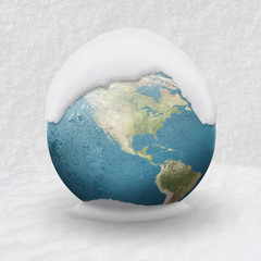 Frozen Earth covered by snow USA