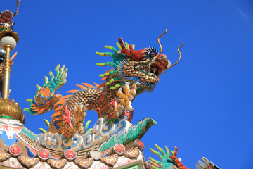 Chinese ancient lion statue on the roof