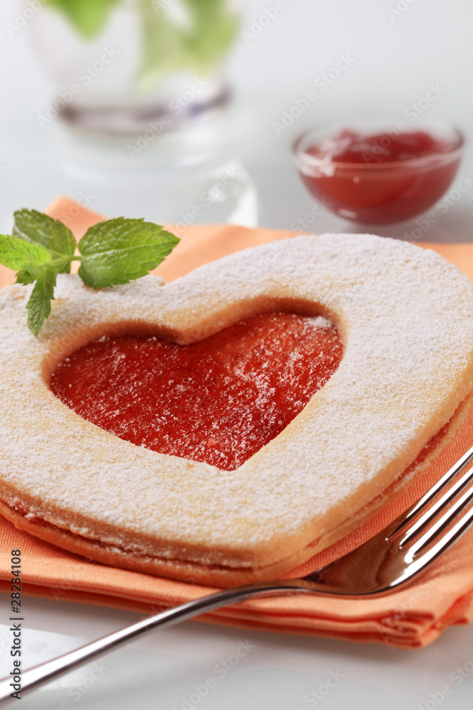 Canvas Prints heart shaped jam biscuit