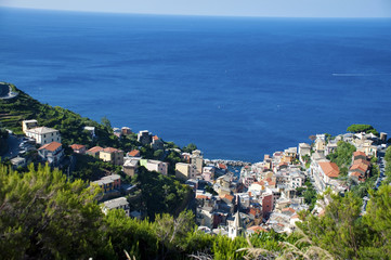 Obraz premium Panoramic view of Riomaggiore at Cinque terre, Italy