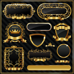 Decorative black golden labels
