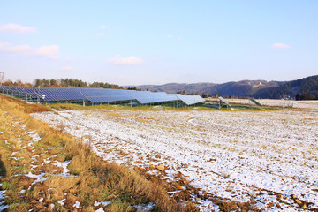 Solar Power Station in the snowy Nature